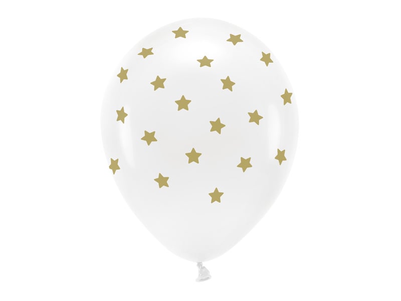 Globos Blancos Estrellas Doradas 33cm 6pcs