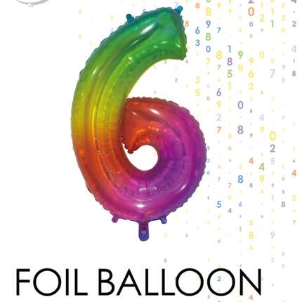 Globo de foil Figura 6 Arco Iris Transparente 66cm