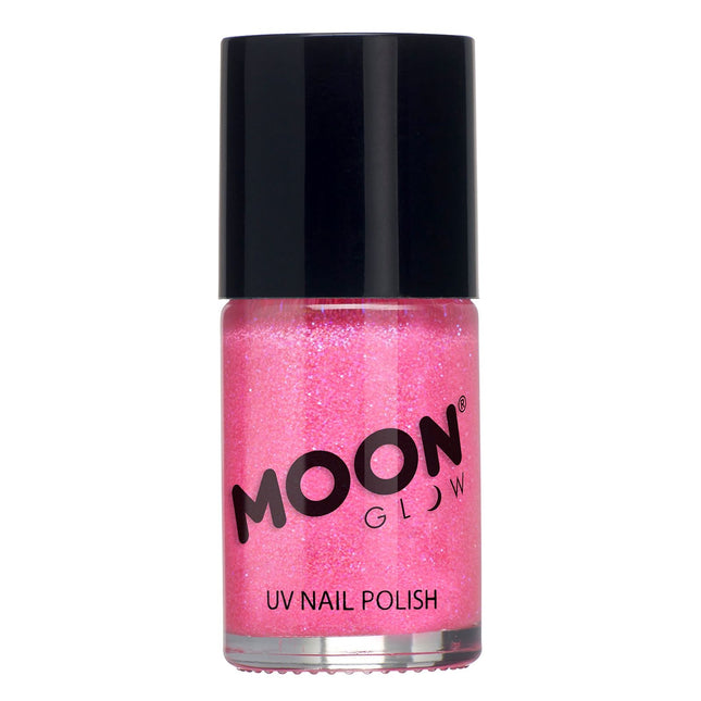 Esmalte de uñas con purpurina UV Moon Glow Neon Hot Pink 14ml