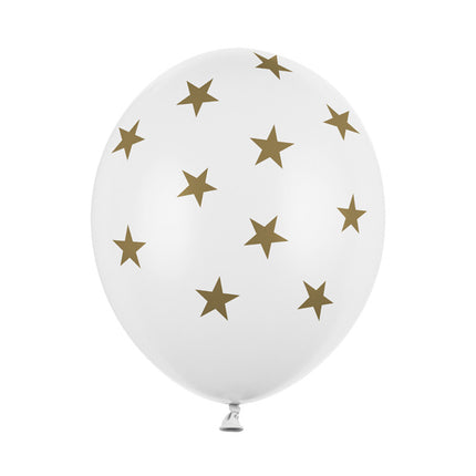 Globos Blancos Estrellas Doradas 30cm 6pcs