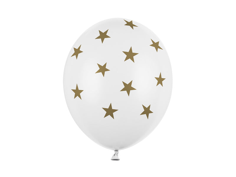 Globos Blancos Estrellas Doradas 30cm 6pcs