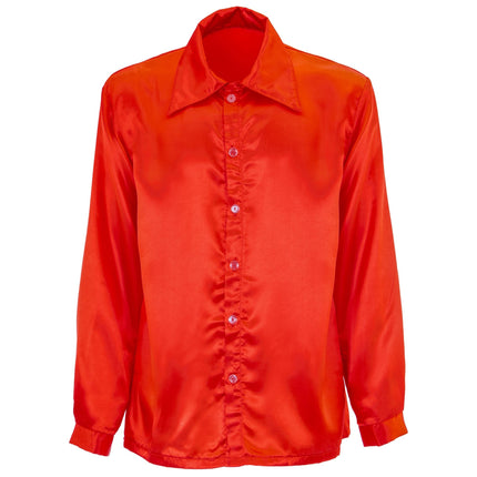 Blusa Disco 70S Satén Rojo Hombre