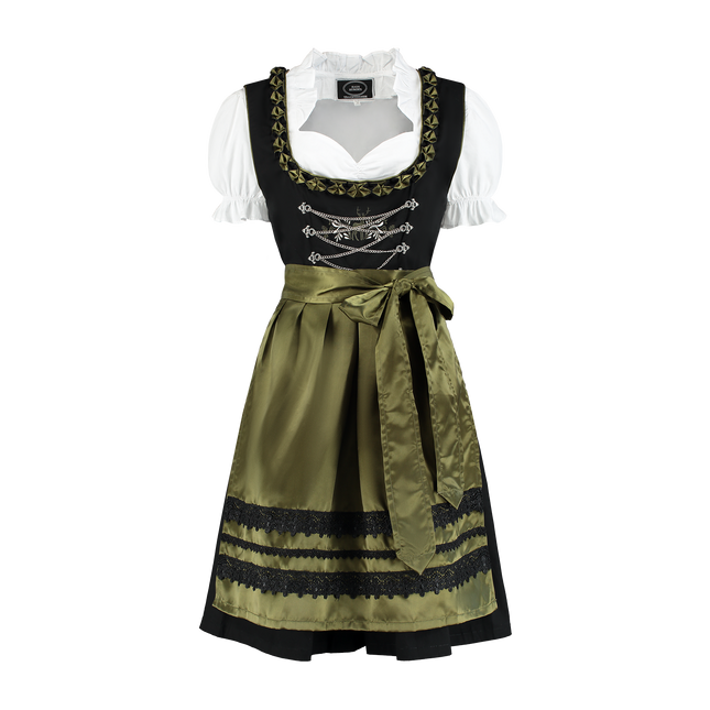 Vestido Dirndl Negro Verde Oktoberfest Señoras