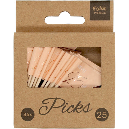 Pinchos 25 Años Oro Rosa 6,5cm 36pcs