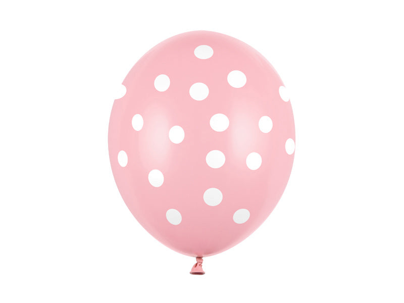 Globos Rosa Claro Lunares Blancos 30cm 6pcs