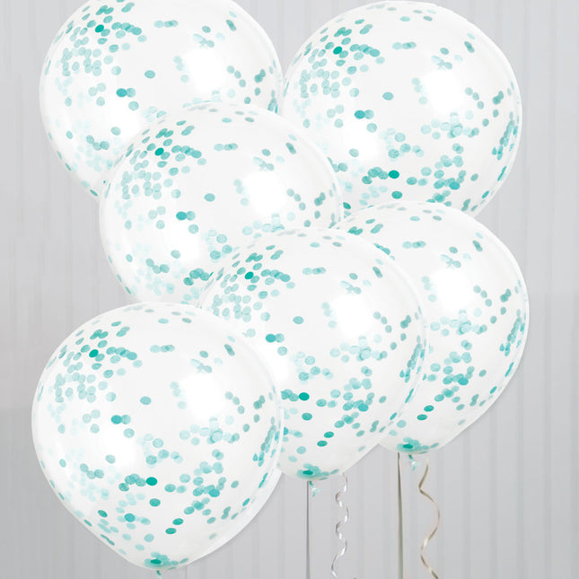 Globos Confeti Turquesa 40cm 6pcs