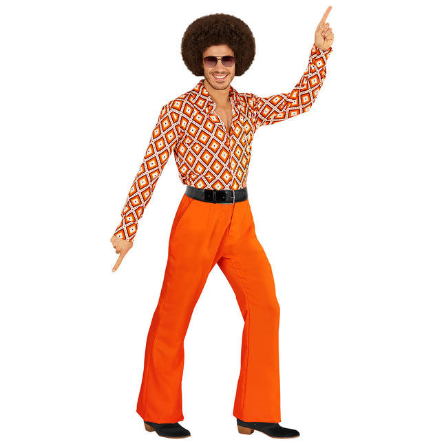 Pantalones Disco 70S Naranja Hombre