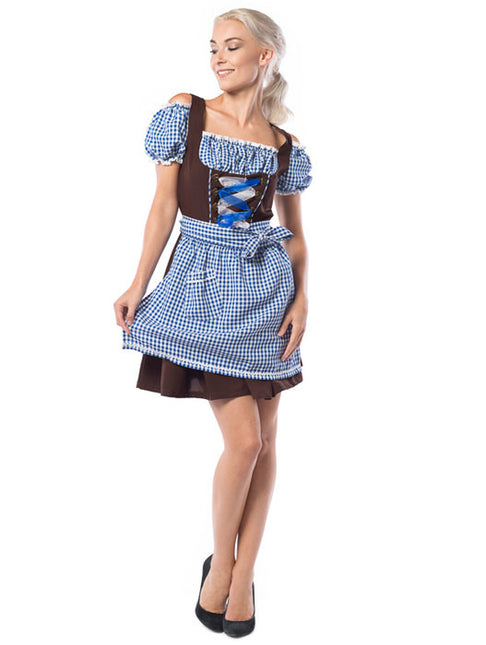 Vestido Dirndl Oktoberfest Azul Marrón