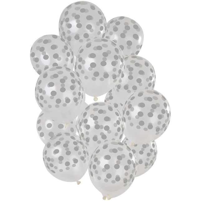 Globos Puntos Plata 30cm 15pcs