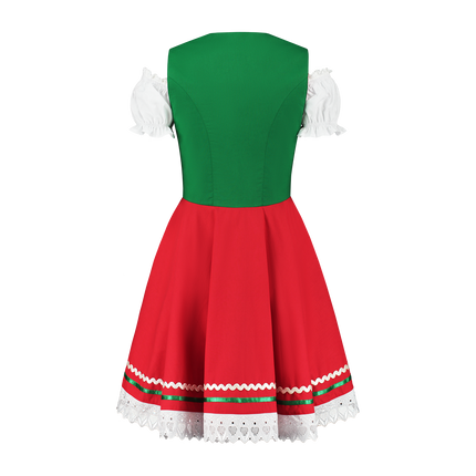 Oktoberfest Vestido Dirndl Oktoberfest Rojo Verde Señoras 2 Piezas