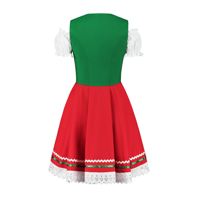 Oktoberfest Vestido Dirndl Oktoberfest Rojo Verde Señoras 2 Piezas