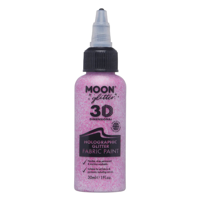 Purpurina lunar Pintura holográfica con purpurina para tejidos Rosa 30ml