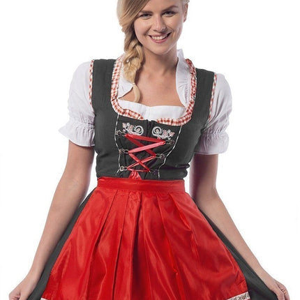 Vestido Dirndl Oktoberfest Rojo 3 piezas