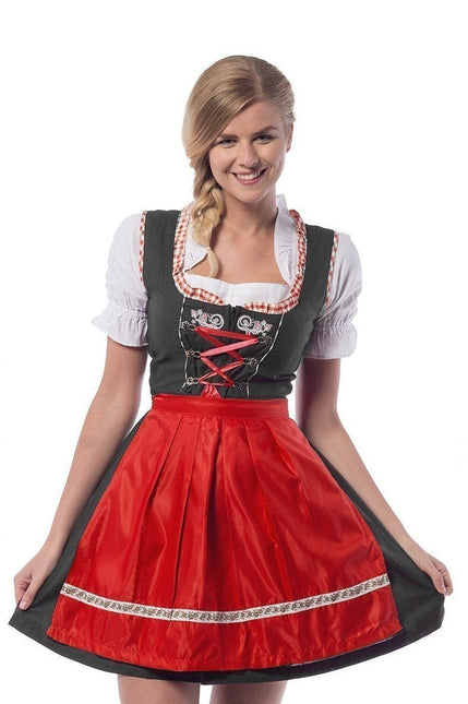 Vestido Dirndl Oktoberfest Rojo 3 piezas