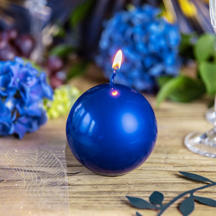 Bola Velas Azul Metálico 8cm 6pcs