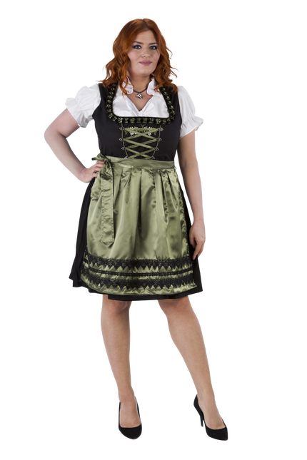 Vestido Dirndl Negro Verde Oktoberfest Señoras