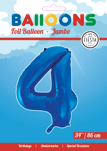 Globo Figura 4 Azul XL 86cm vacio