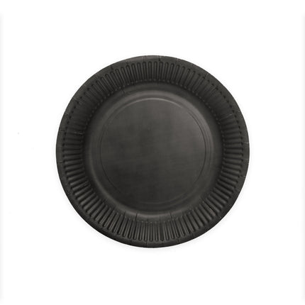 Platos Negros Papel 23cm 8ud