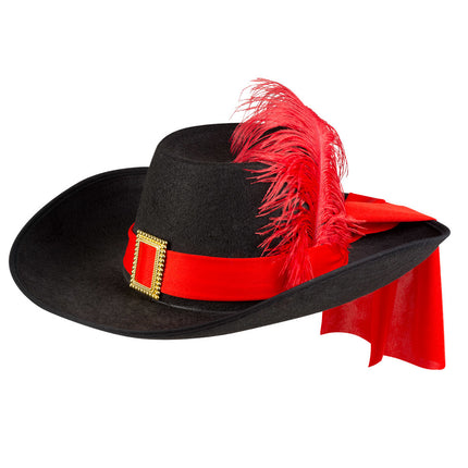 Sombrero Mosquetero Pluma Roja