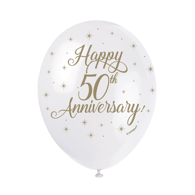 Globos Feliz 50 Aniversario 30cm 5pcs