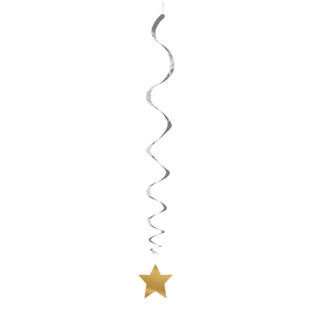 Decoración Colgante Estrella Oro Plata 66cm 3pcs