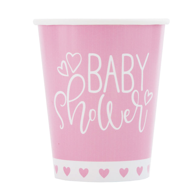 Vasos Baby Shower Rosa 266ml 8pcs