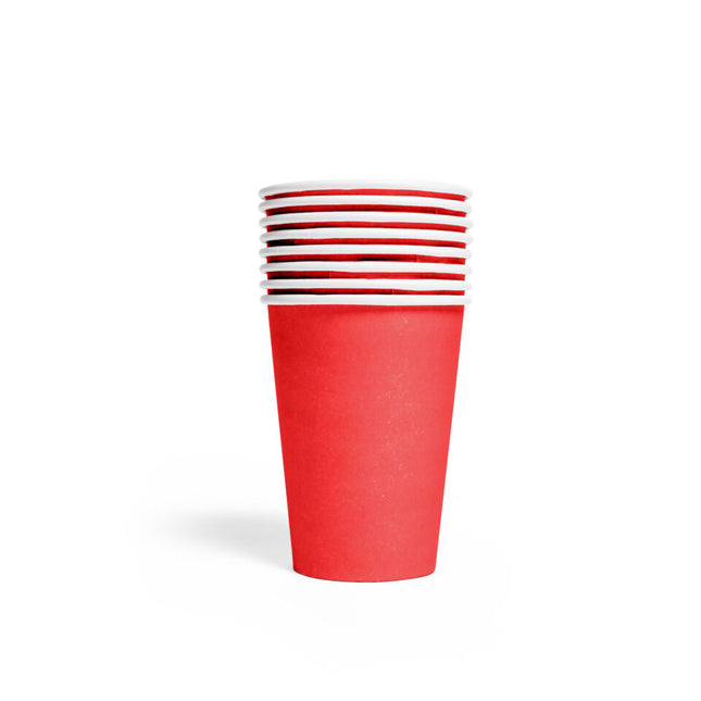 Vasos Rojos Papel 210ml 8ud