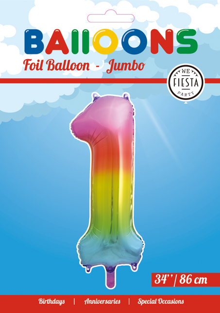 Globo Foil Figura 1 Arco Iris XL 86cm vacio