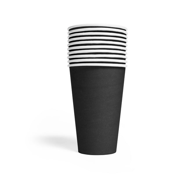 Vasos Negros Papel 350ml 10ud