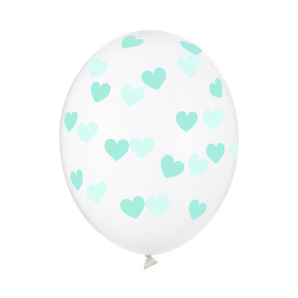 Globos Transparentes Corazones Verde Menta