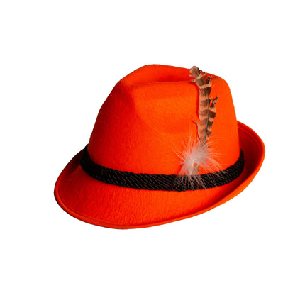 Sombrero Naranja Tirol Con Pluma