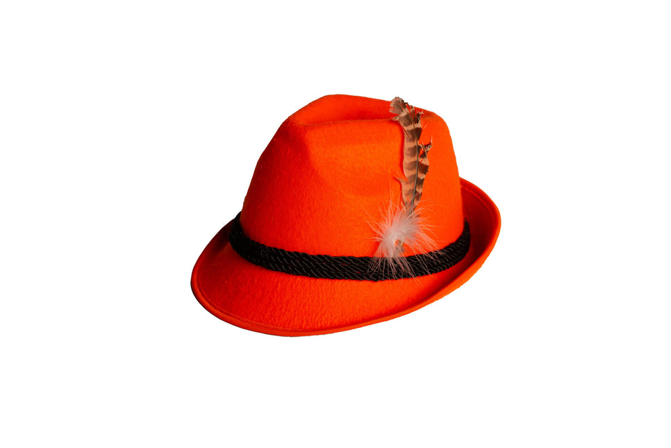 Sombrero Naranja Tirol Con Pluma