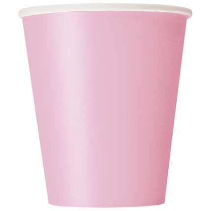 Vasos rosas de cartón 266ml 8uds.