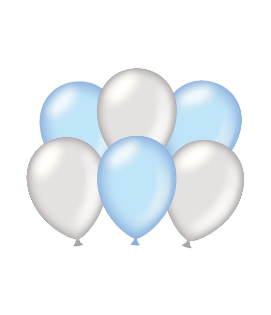 Globos Plata/Azul Metalizados 30cm 6pcs