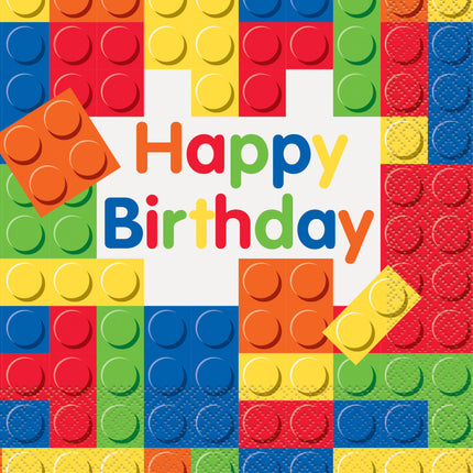 Servilletas Lego Feliz Cumpleaños 33cm 16pcs