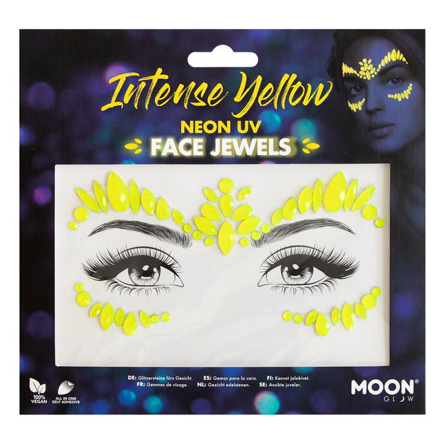 Brillo de luna Joyas faciales UV de neón Amarillo intenso