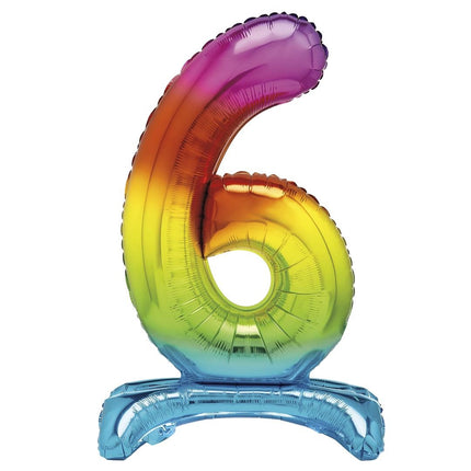 Globo Figura Arco Iris 6 Años Con Estándar 76cm