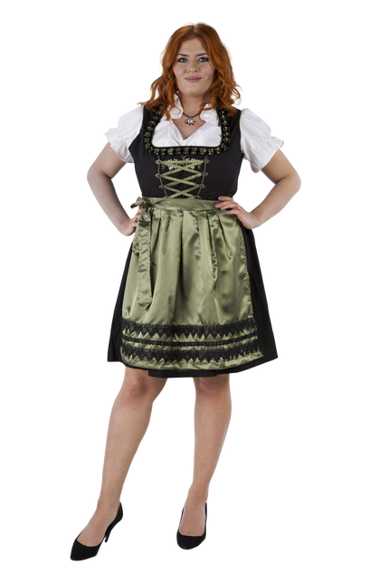 Vestido Dirndl Negro Verde Oktoberfest Señoras