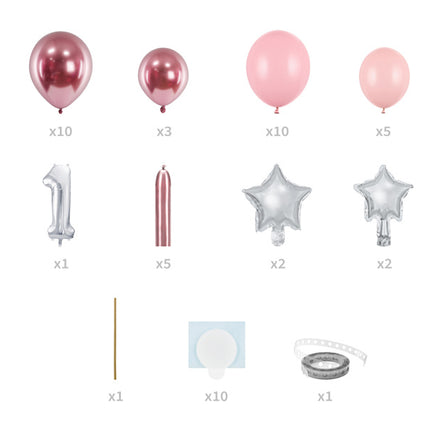 Set Globos 1 Año Rosa 1,4m