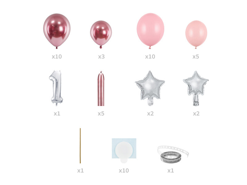 Set Globos 1 Año Rosa 1,4m