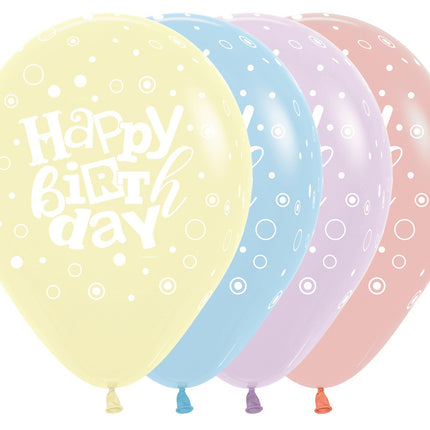 Globos Feliz Cumpleaños Festival Pastel Mate Mix 30cm 25pcs