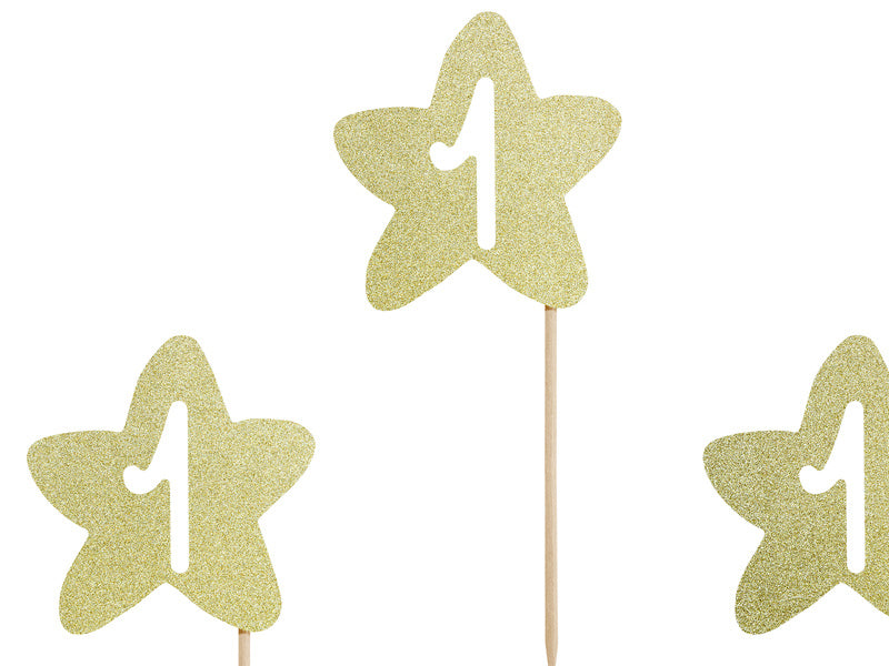 Cake Toppers 1 Año Oro 6pcs