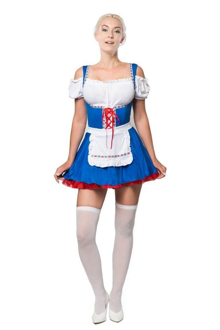 Vestido Dirndl Oktoberfest Azul Rojo