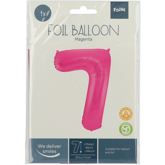 Globo Metalizado Figura 7 Fucsia XL 86cm vacio