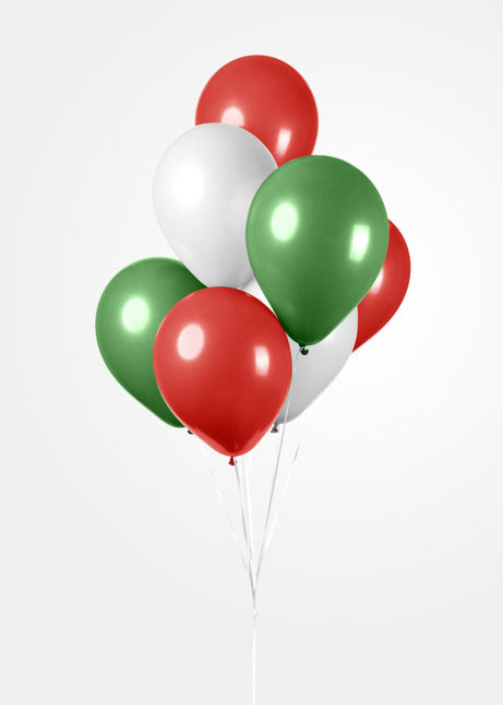 Globos Verde Blanco Rojo 30cm 10pcs