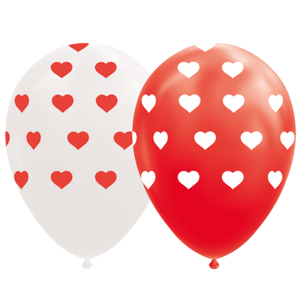 Globos Corazón Rojo Blanco 30.5cm 8pcs