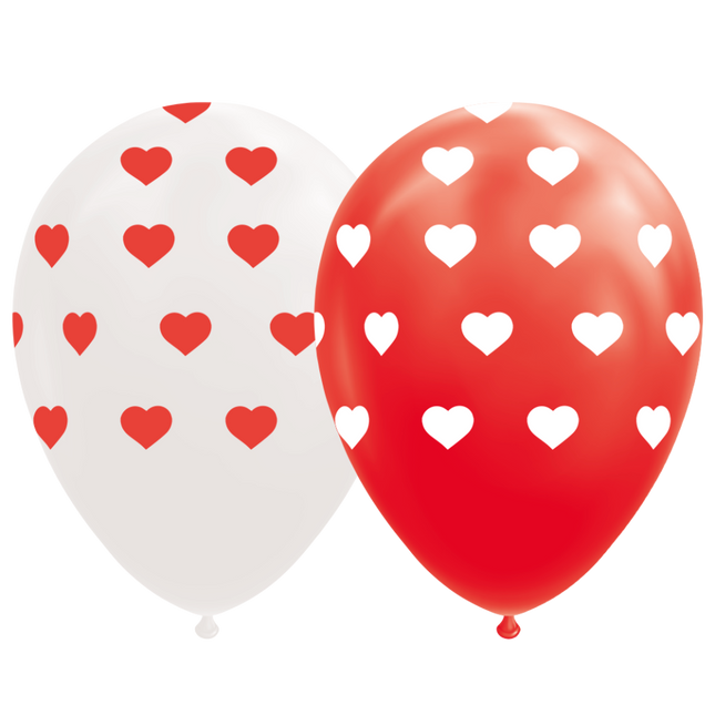 Globos Corazón Rojo Blanco 30.5cm 8pcs