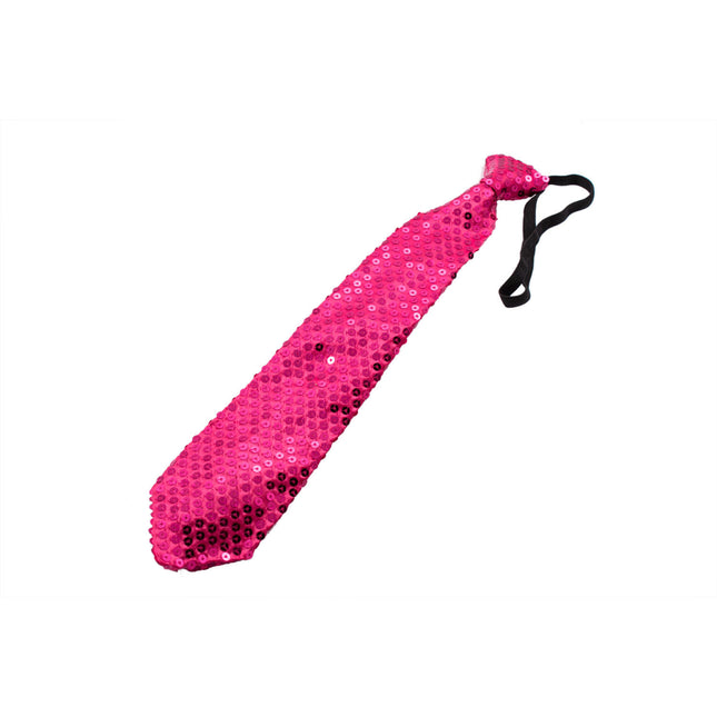 Corbata Fucsia Purpurina con Luces