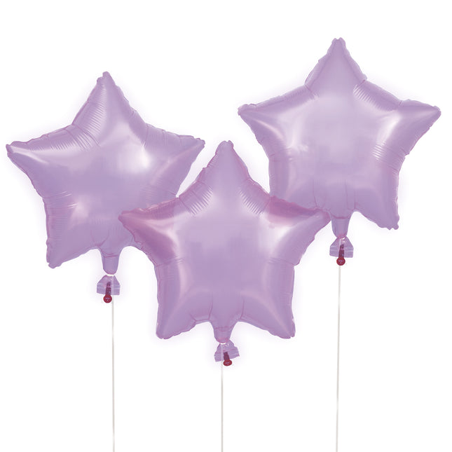 Globos de Helio Morados Set Estrellas Vacío 3 piezas