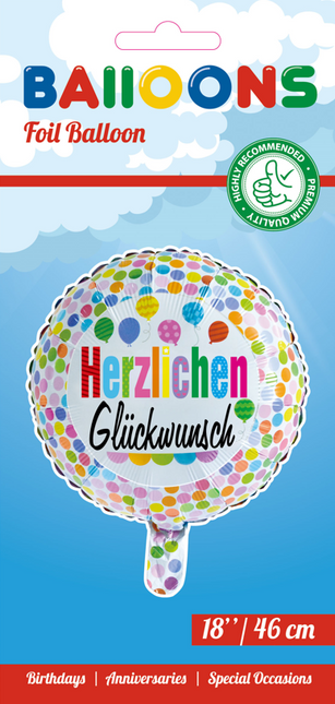 Globo de Helio Herzlichen Gl√ºckwunsch Confetti 45cm vacío